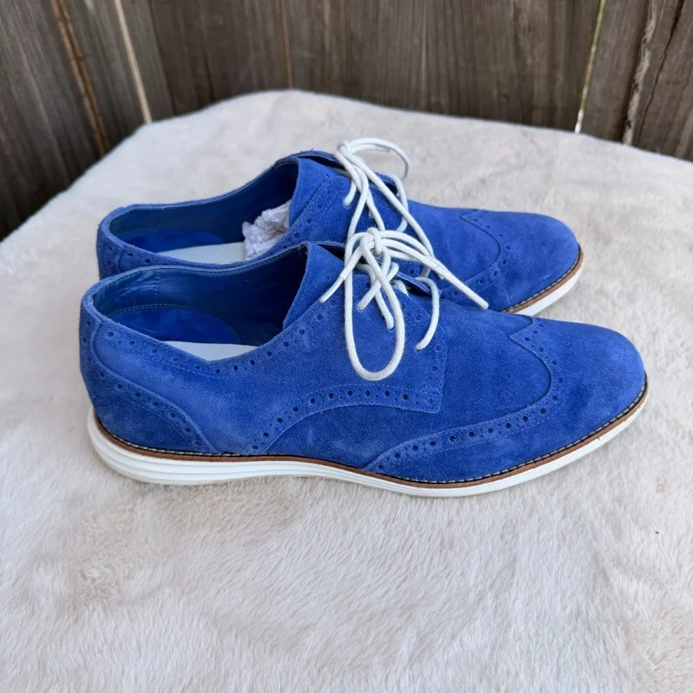 Cole Haan Blue Suede Oxfords Size 10